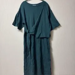 AZUL by moussyワンピース クルーネック 半袖 無地 M 深緑のサムネイル