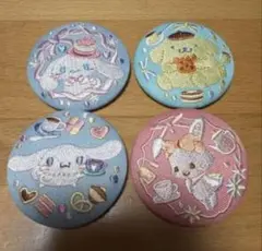 刺繍缶バッジ シナモロール ポムポムプリン ウィッシュミーメル 4点セット