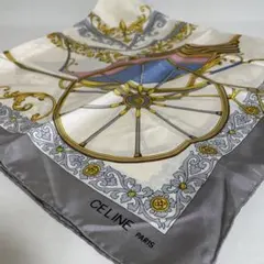2606-67｜美品｜セリーヌ スカーフ シルク ライトブルー タグあり