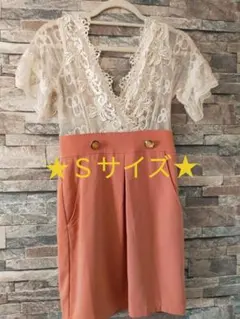 【Ｓサイズ】ピンクレースワンピ■半袖■パーティー