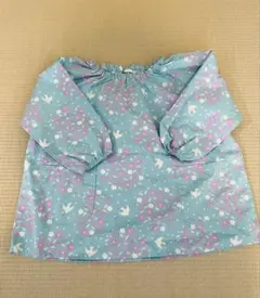 幼稚園用スモック 90cm 花柄 鳥柄