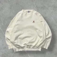 90s USA製 Riddell リデル刺繍ロゴスウェット生成りアメフト古着XL