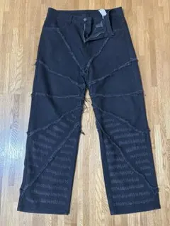 フリンジ加工 ブラック ジーンズ