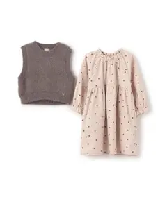 petit main (プティマイン) 【リンク】ベストつき柄ワンピース