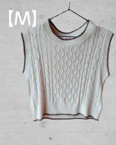 Rafraaf 【Ｍ】アイボリー ケーブルニットベスト