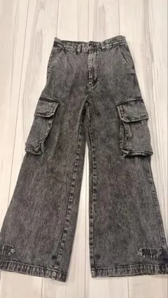 CLEL デニムカーゴパンツ ケミカルウォッシュ S