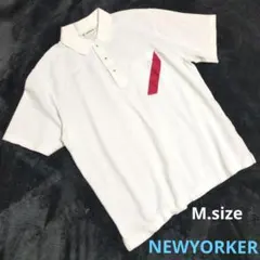 NEWYORKER M ポロシャツ ホワイト/レッド 半袖 オーバーサイズのサムネイル