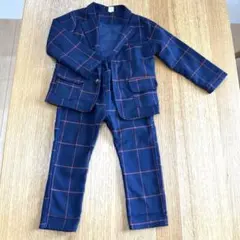 ネイビーチェック フォーマルスーツ 100 男の子 入園式 七五三卒園式
