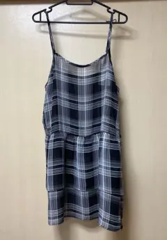 【新品】しまむら ティアード チュニック ワンピース 黒 チェック シアー