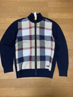 ブラックレーベルクレストブリッジ　ネイビー チェック柄 ジップアップ