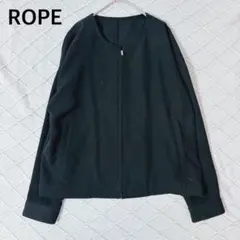 ROPEロペ♦︎ノーカラーブルゾンジャケット黒M上品 きれいめオフィスカジュアル