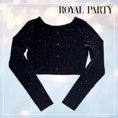 美品 ROYAL PARTY ベロア ラインストーン カーディガン