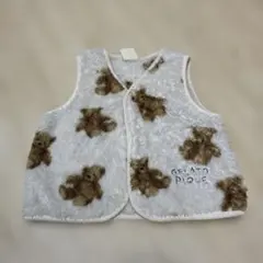 ジェラートピケ 袖なしフリースクマ柄