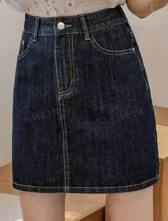 SHEIN dazy シーイン ハイウエストデザイン スリットデニムスカート M