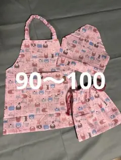 ハンドメイド動物柄のキッズエプロン3点セット