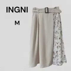 イング 花柄　プリーツ　スカート ベルト付き　きれいめ　上品　ウエストゴム