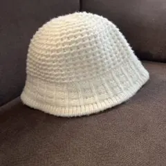 ホワイト ニット バケットハット