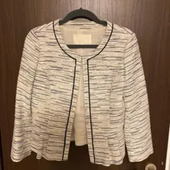 ナチュラルビューティー　ノーカラーツイードジャケット