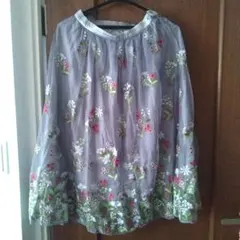 美品 アナトリエグレー フラワー刺繍 フレアスカート