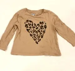 GAP レオパードハートモチーフ　長袖カットソー 18-24ヶ月　ブラウン　90