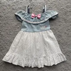 アースマジック デニム　ダンガリー オフショルダー　ワンピース 120cm