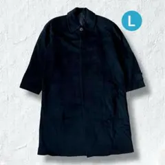 ピュアカシミヤ100% ステンカラーコート L ブラック 高級感 上質素材