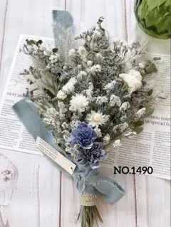 ドライフラワースワッグ❁⃘*.゜爽やかブルー❁⃘*.゜ナチュラル【34㎝】のサムネイル