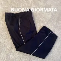 サテンラインワイドパンツ ネイビー