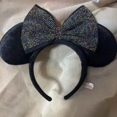 ディズニー ミニー　カチューシャ　キラキラ ドット スパンコール 黒