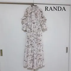 820.RANDA ホワイト　ベージュ　0サイズ　花柄ワンピース