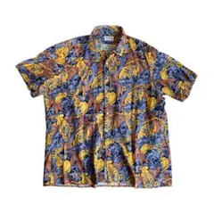 【ヴィンテージ】総柄シャツ 半袖 レトロデザイン XLサイズ