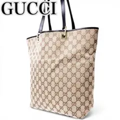 GUCCI GG Canvas Tote Bag Gold Hardware
