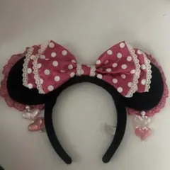 ディズニー カチューシャ イヤリング ピンク 水玉 フリル