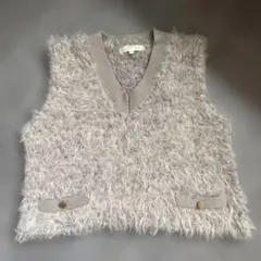 grove チュールフェザーニットベスト S グレー系