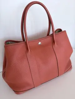 【美品】エルメス ガーデンパーティ PM トワルアッシュ レザー オレンジ