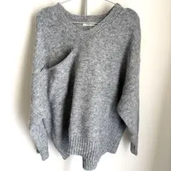 studioCLIP グレー Vネック ニット