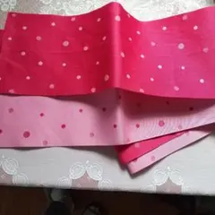 ピンクと赤のドット柄 浴衣の帯