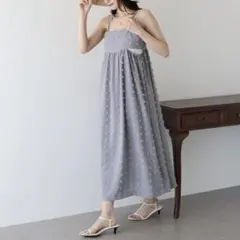 タグ付き ブルーイースト ドットジャガードキャミワンピース ブルーグレー