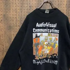 90s USA製 フルーツオブザルーム プリント スウェット 黒 rsw005