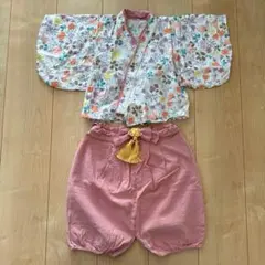 花柄着物スタイル ベビー服 セット　袴ロンパース　80㎝