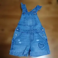 デニムオーバーオール ハート付き