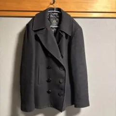 メンズ　黒のピーコート ダブルブレスト　ウール　ブラック