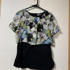 PINORE 半袖 トップス 花柄 レイヤード風 ブラック 38のサムネイル