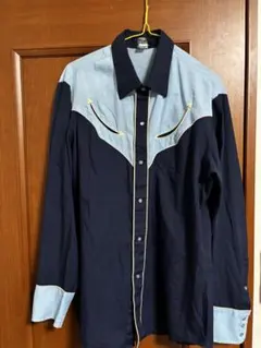 Levi's 70s ウエスタンシャツ L ネイビー/ライトブルー