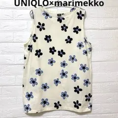 UNIQLO×marimekko ノースリーブTシャツ ホワイト×ブルー系