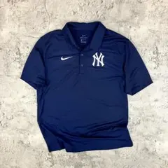 NIKE MLB ヤンキース Dri-FIT ポロシャツ 古着 NYロゴ 紺 Mのサムネイル