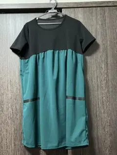 半袖ギャザーデザインTシャツ（黒・緑）