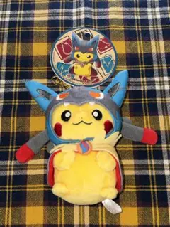 タグ有り 未使用 ポケモン メガルカリオのポンチョを着たピカチュウ マスコット