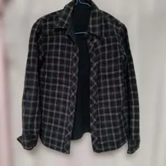 長袖シャツ ブラックチェック ダークグリーン　リバーシブル