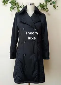 【セオリー リュクス】黒 トレンチダブルブレスト ダウンジャケットコート 38M